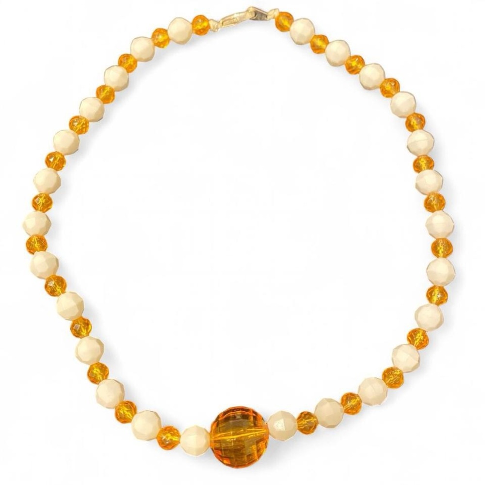 Orange and White Beaded Necklace
